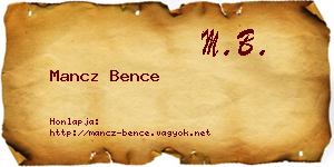 Mancz Bence névjegykártya